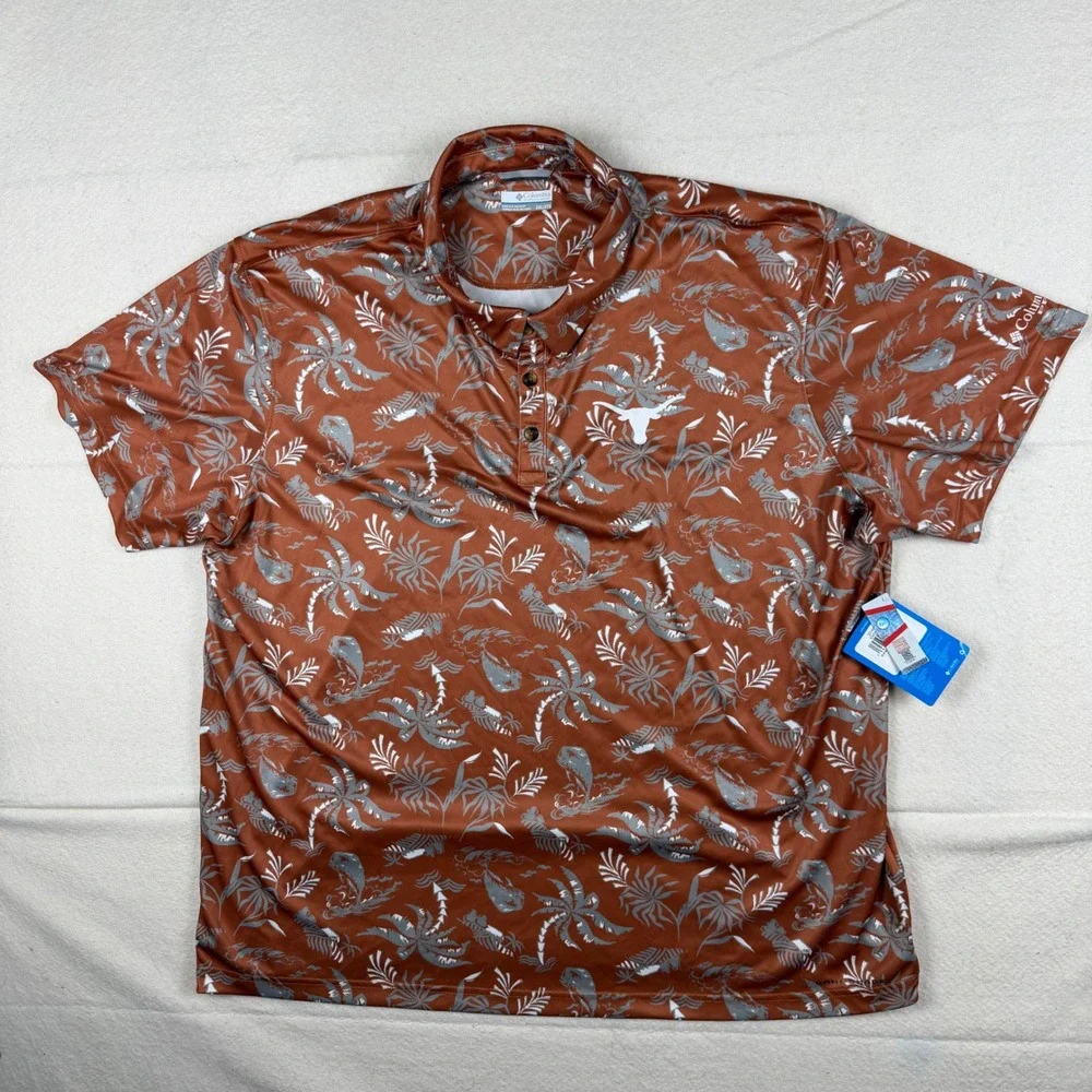 Columbia PFG Texas Longhorns Super Terminal‎ Tackle Polo Orange XXL XM2622-824
